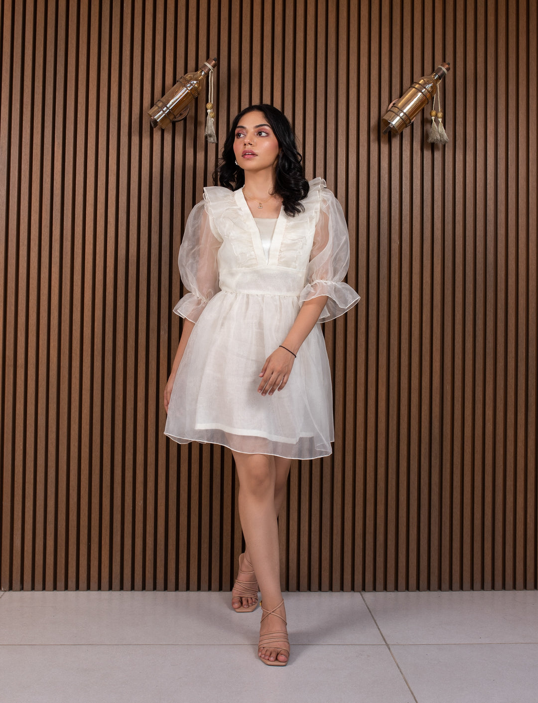 white organza puff sleeve dress White Organza Mesh Puff Sleeve Mini Dress Pretty In Pink Boutique, LLC